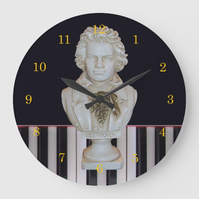Beethoven/Piano Keys Clock by Leslie Harlow Große Wanduhr (Vorderseite)