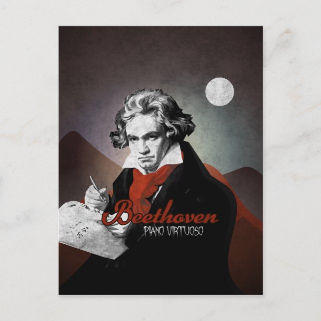 Beethoven Piano virtuosen schwarz Postkarte (Vorderseite)