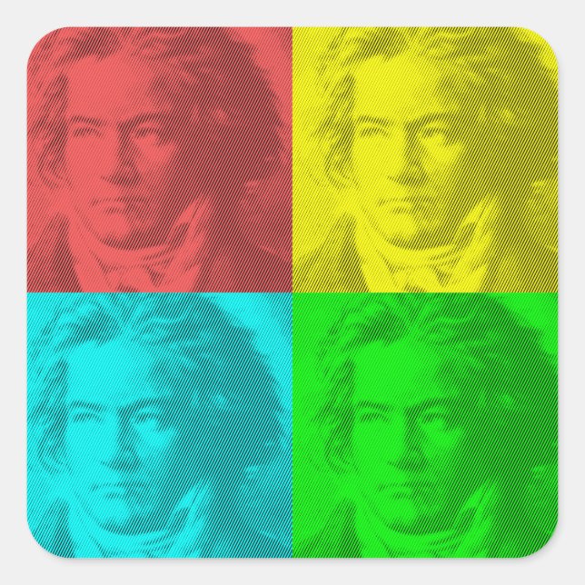 Beethoven-Portrait auf dem Platz Quadratischer Aufkleber (Vorderseite)