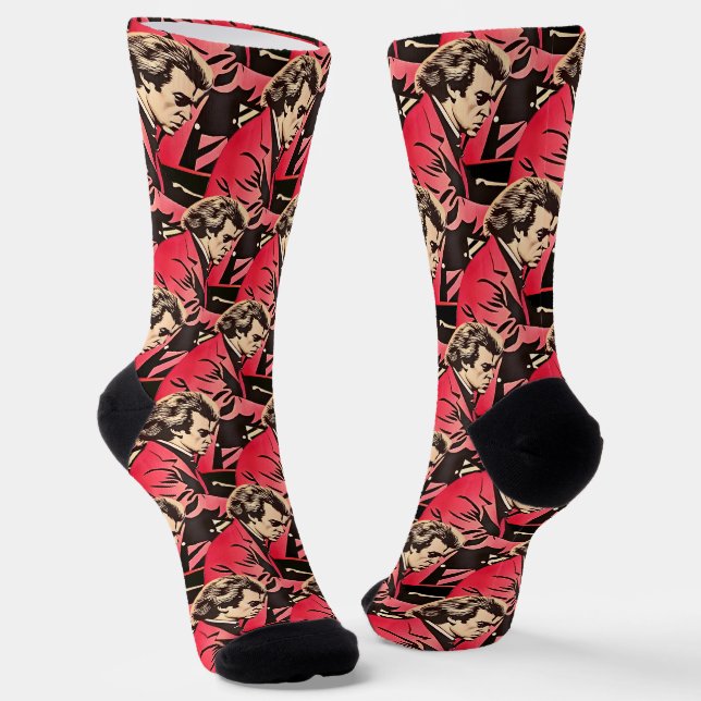 Beethoven Portrait minimalistischer Stil Socken (Gewinkelt)