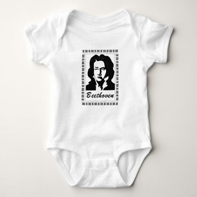 Beethoven-Portrait mit Klaviertastatur Baby Strampler (Vorderseite)