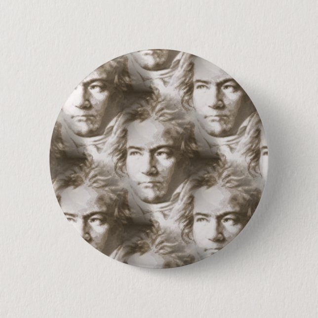 Beethoven Portrait Pattern Button (Vorderseite)