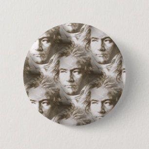 Beethoven Portrait Pattern Button