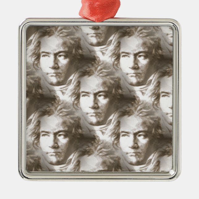 Beethoven Portrait Pattern Ornament Aus Metall (Vorne)
