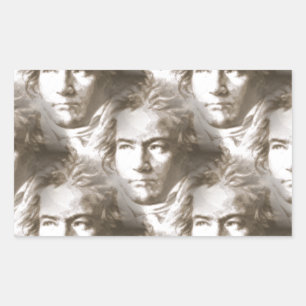 Beethoven Portrait Pattern Rechteckiger Aufkleber