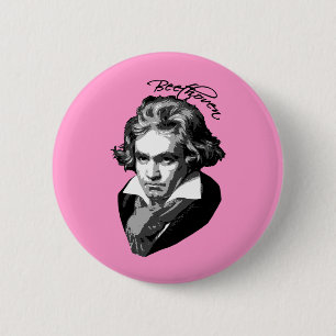 Beethoven-Porträt auf T-Shirts, Tassen, Geschenke Button