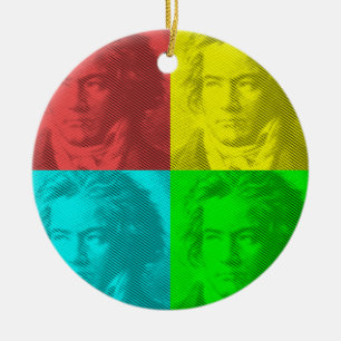 Beethoven-Porträt in Quadraten Keramik Ornament