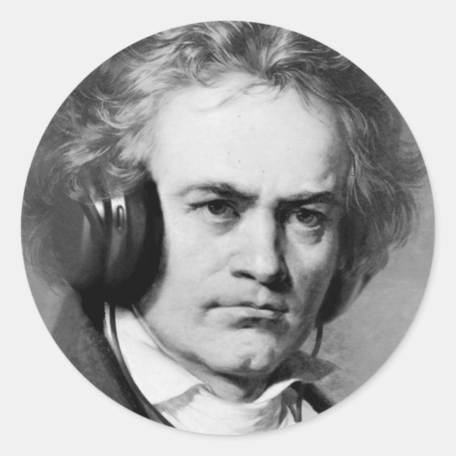 Beethoven Rocks Runder Aufkleber (Vorderseite)