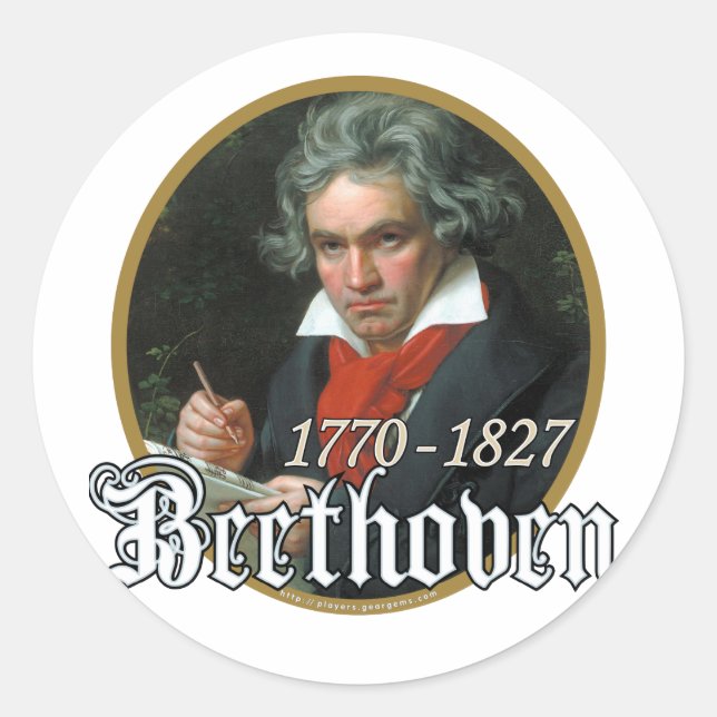 Beethoven Runder Aufkleber (Vorderseite)