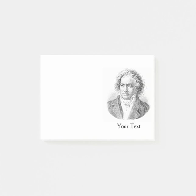 Beethoven Schwarzweiss Post-it Klebezettel (Vorderseite)