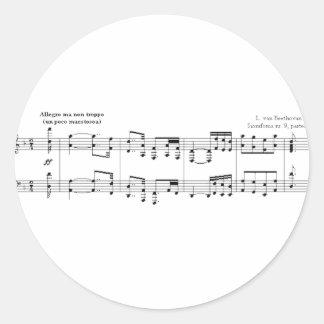Beethoven Symphony #9 (Schwarz) Runder Aufkleber