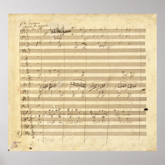 Beethoven Symphony No. 9 Original Manuskript Print Poster (Vorne)