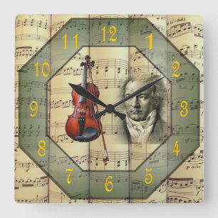 Beethoven ~ Symphony Orchestra ~Viola ~  Quadratische Wanduhr