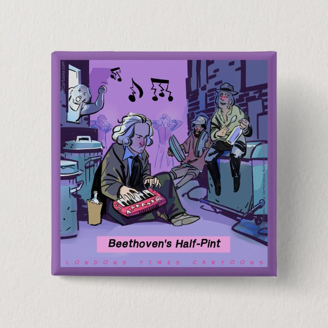 Beethovens Halbpint-Funny-Geschenk Button (Vorderseite)