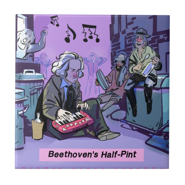 Beethovens Halbpint-Funny-Geschenk Fliese (Vorderseite)