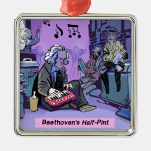 Beethovens Halbpint-Funny-Geschenk Silbernes Ornament