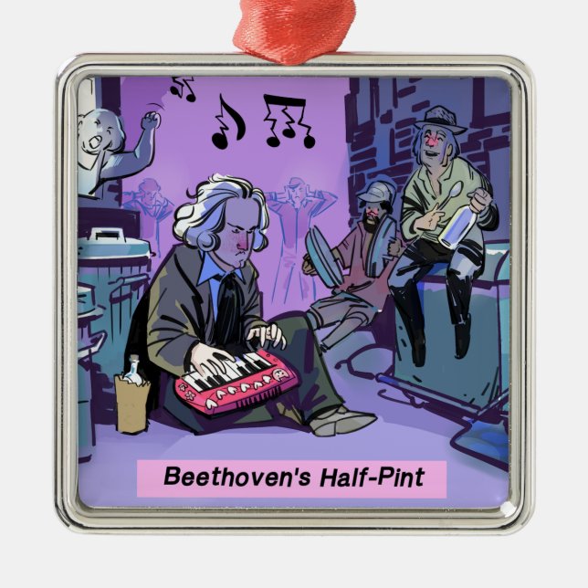 Beethovens Halbpint-Funny-Geschenk Silbernes Ornament (Vorne)