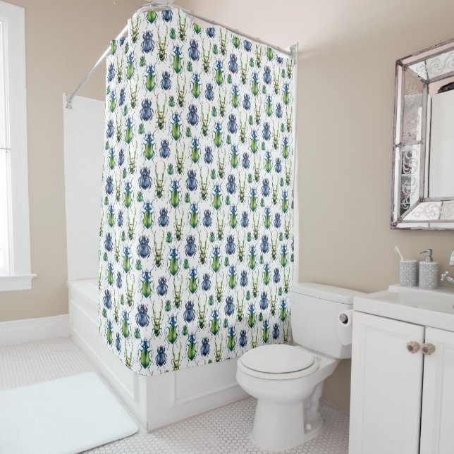 Beetles Blue Green Douche rideau Enfants Salle de  (En situation)