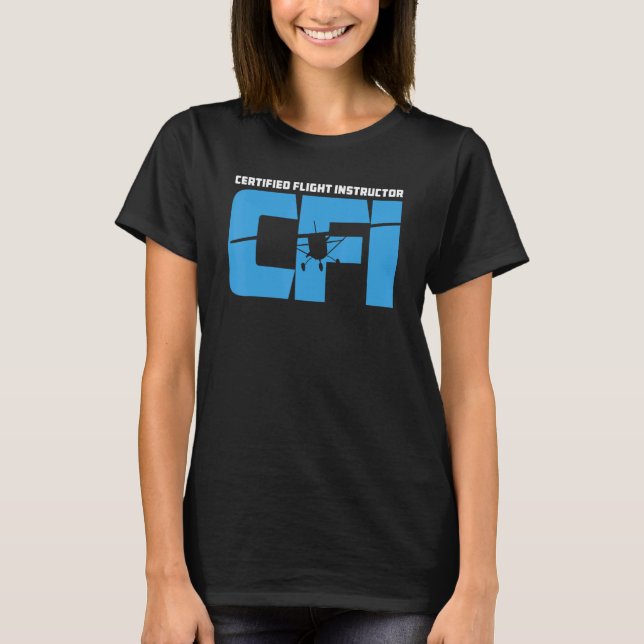 Befähigte Fluglehrerin CFI Flugzeug Silhouett T-Shirt (Vorderseite)