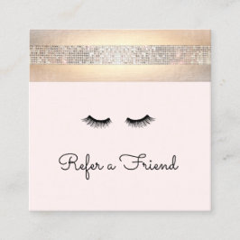 Befassung mit Sequin und Gold Pink Eyelash Extensi Empfehlungskarte