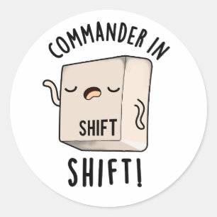 Befehlshaber in Shirt Funny Keyboard Puff Runder Aufkleber