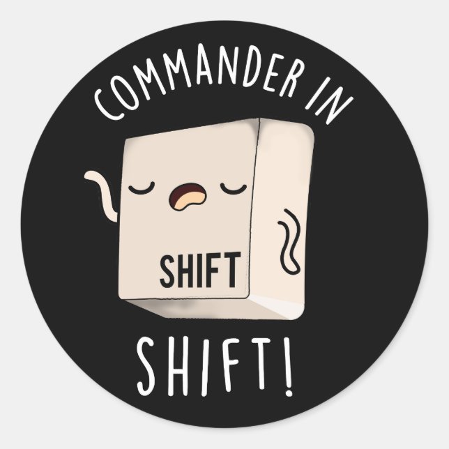 Befehlshaber von Shirt Funny Keyboard Pun Dark BG Runder Aufkleber (Vorderseite)