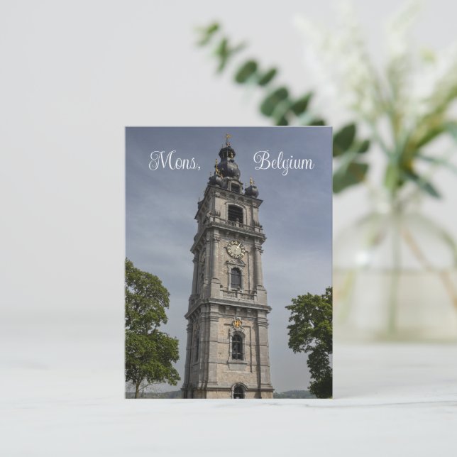 Beffroi de Mons, Belgique Carte postale (Debout devant)