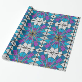 Beflecken Sie Glasstrahl blau und lila Geschenkpapier