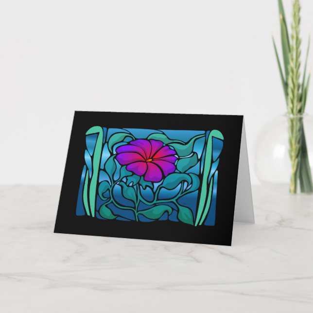 Beflecktes Glas-Blumen-Gruß-/Anmerkungs-Karte Karte (Vorderseite)