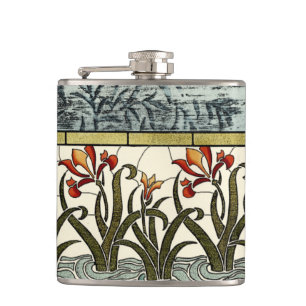 Beflecktes Glas-Blumen mit TAN-Grenze Flachmann