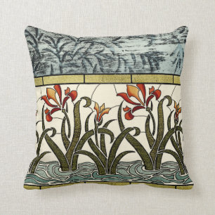 Beflecktes Glas-Blumen mit TAN-Grenze Kissen