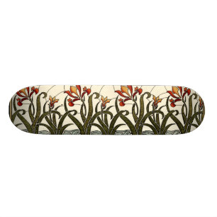Beflecktes Glas-Blumen mit TAN-Grenze Skateboard