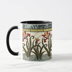 Beflecktes Glas-Blumen mit TAN-Grenze Tasse