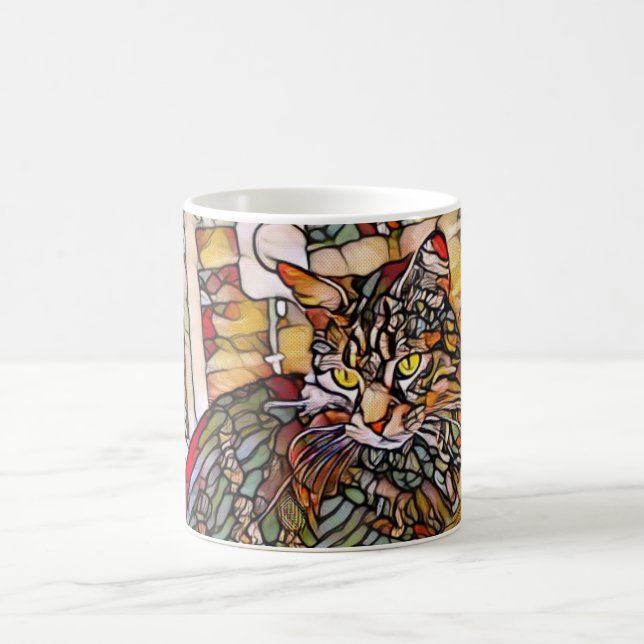 Beflecktes Glas-Katzen-Tasse Kaffeetasse (Mittel)