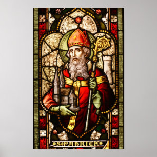 Beflecktes Glas-Kunst-Deko St Patrick Poster