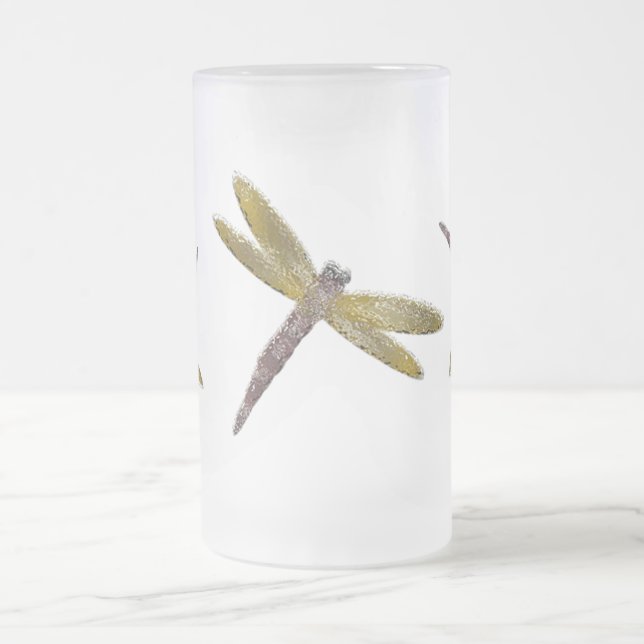 Beflecktes Glas-Libellen-mattierte Tasse (Mittel)