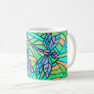 Beflecktes Glas-Libellen-Tasse Kaffeetasse