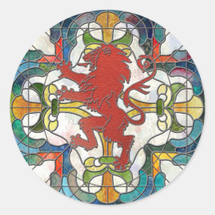 Beflecktes Glas-Löwe-Wappen Runder Aufkleber