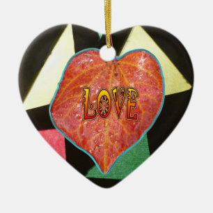 Beflecktes Glas-Muster LIEBE Blatt-Herz-Verzierung Keramik Ornament