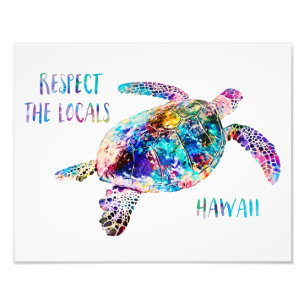 Befolgen Sie das Zitat der lokalen Sea Turtle Gef Fotodruck