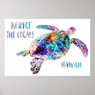 Befolgen Sie das Zitat der lokalen Sea Turtle Gefä Poster