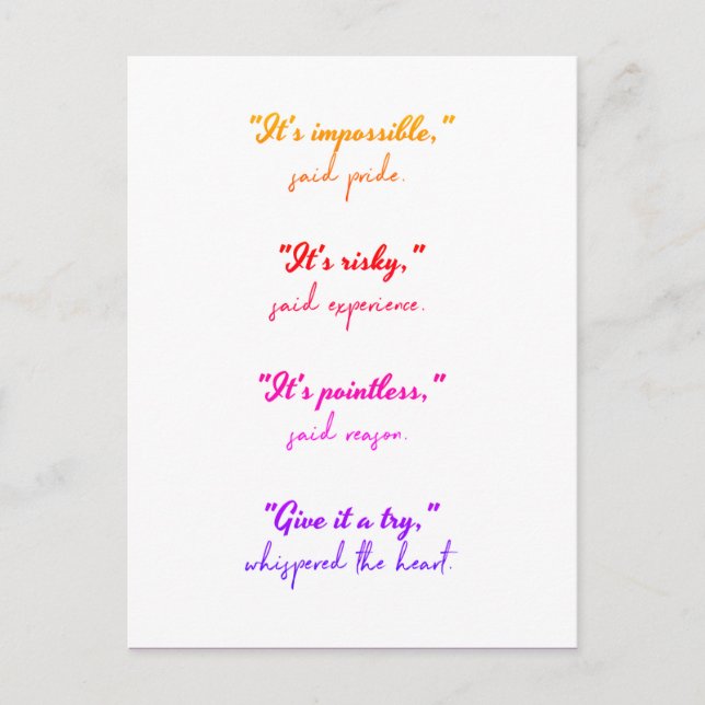 Befolgen Sie die Postkarte Ihres Herzens (Vorderseite)