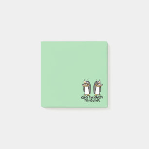 Befolgen Sie die verrückten Pinguine Graphic Desi Post-it Klebezettel