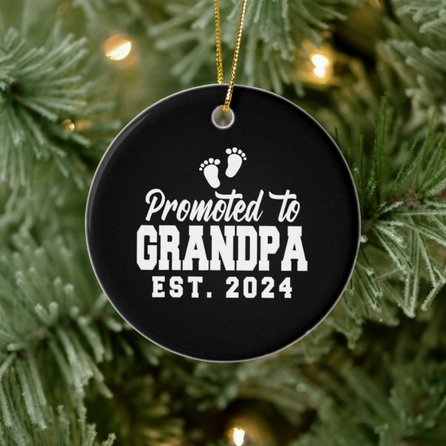 Befördert auf Opa 2024 Neue Großvaterschwangerscha Keramik Ornament (Baum)
