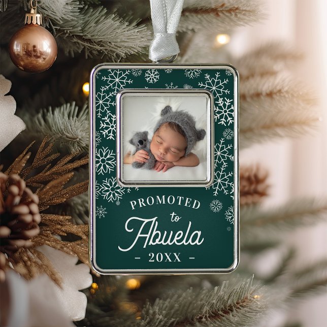 Befördert nach Abuela | Baby Foto Oma Rahmen-Ornament Silber (Von Creator hochgeladen)