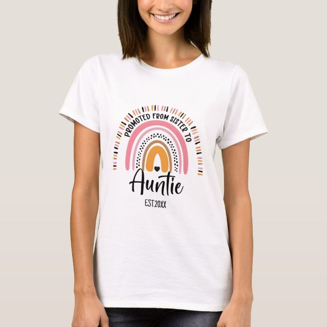 Befördert von Schwester zu Tante, Schwangerschafts T-Shirt (Vorderseite)