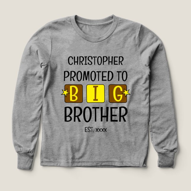 Befördert zu großen Bruder Name est Jahr braun gel (Design Vorderseite)