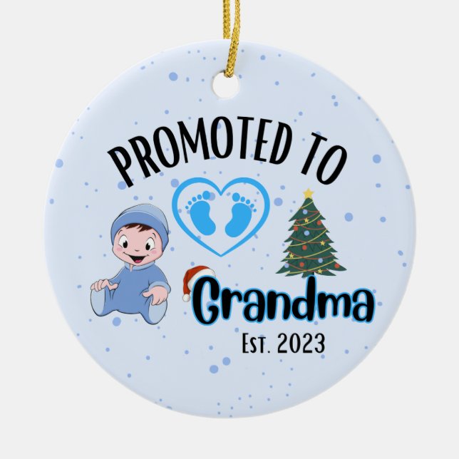 Befördert zu Oma - Baby Boy Xmas Ornament (Vorne)
