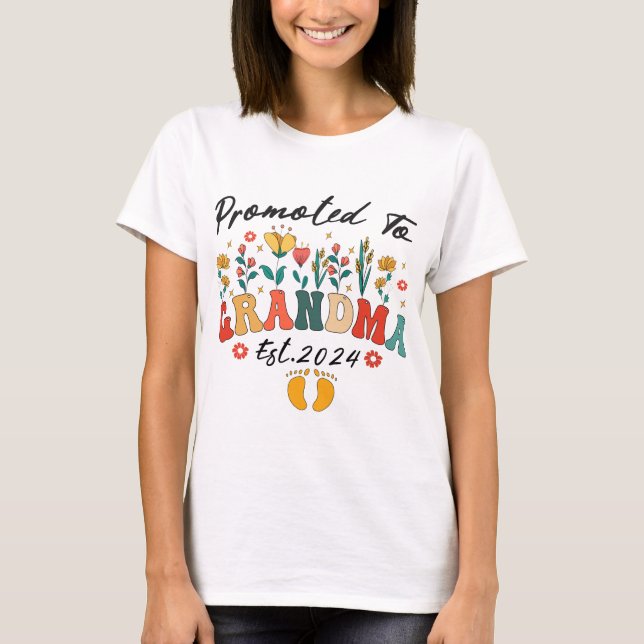 Befördert zu Oma est. 2024 Großeltern-T - Shirt (Vorderseite)