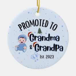 Befördert zu Oma&Opa - Baby Boy Xmas Keramik Ornament